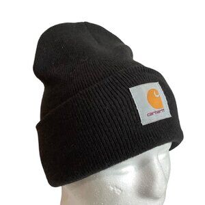 Carhartt Classic Embroidered Logo Patch Black Knit Winter Cap Beanie‎ Hat OS